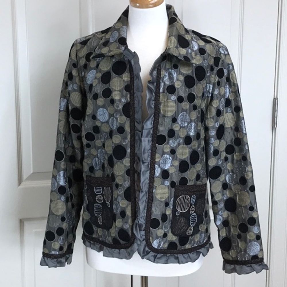 Black grey gold reversible jacket blazer
